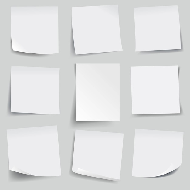 Big Collection Of White Sticky Notes Gray Background