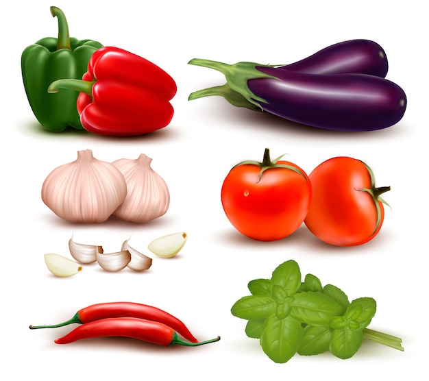 The big colorful group of vegetables. 