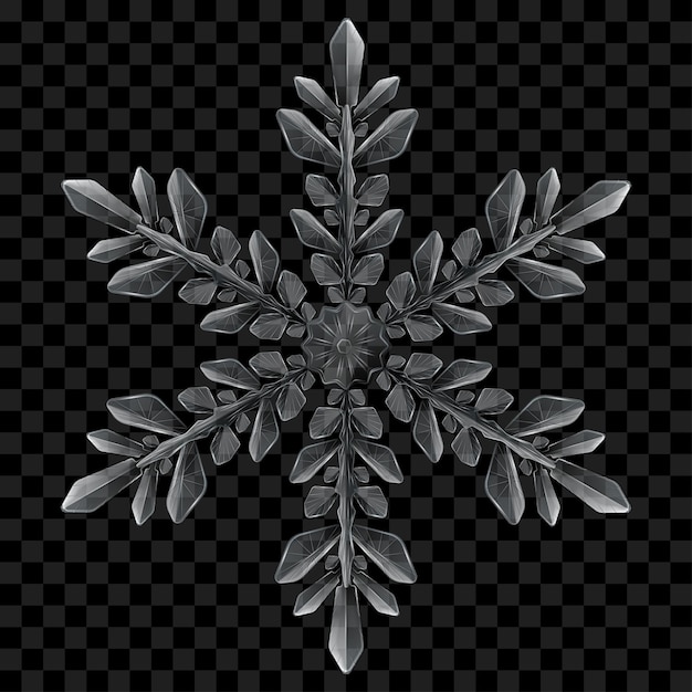 Big complex translucent Christmas snowflake in gray colors for use on dark background