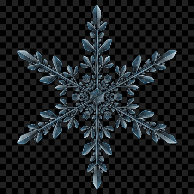 Big complex translucent Christmas snowflake in light blue colors for use on dark background