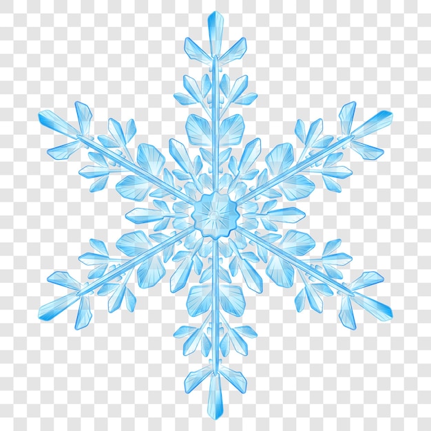 Big complex translucent Christmas snowflake in light blue colors for use on light background Transparency only in vector format