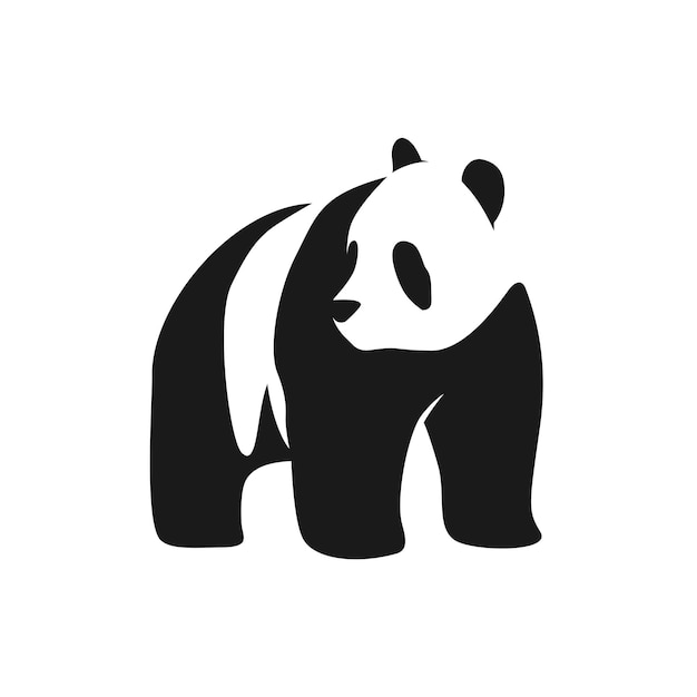 Big cute Panda silhouette logo inspiration mascot hand drawing