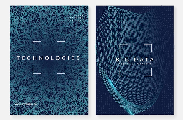 Big data abstract. Digital technology background. Artificial intelligence and deep learning concept. Tech visual for wireless template. Neural big data abstract backdrop.