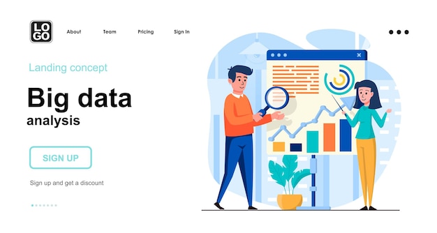 Big Data analysis flat design concept