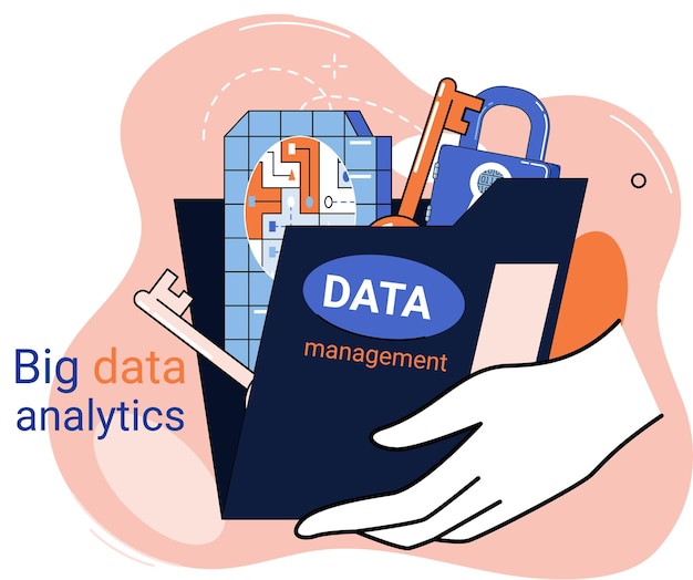 Big data analytics Process of analyzing complex data sources for effective business decisions metaphor