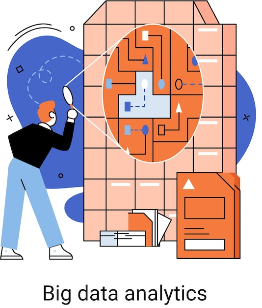 Big data analytics Process of analyzing complex data sources for effective business decisions metaphor