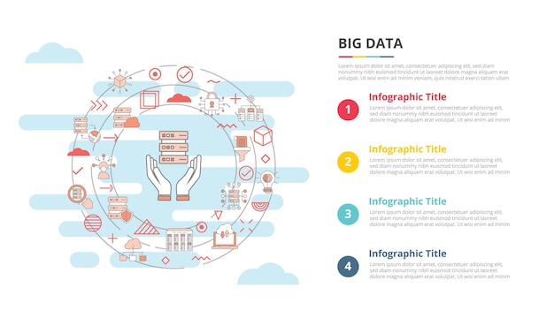 Big data concept for infographic template banner with four point list information