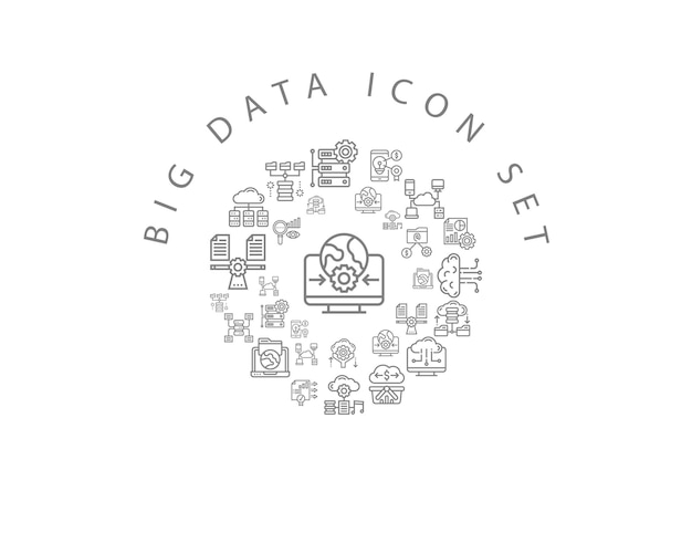 Big data icon set design