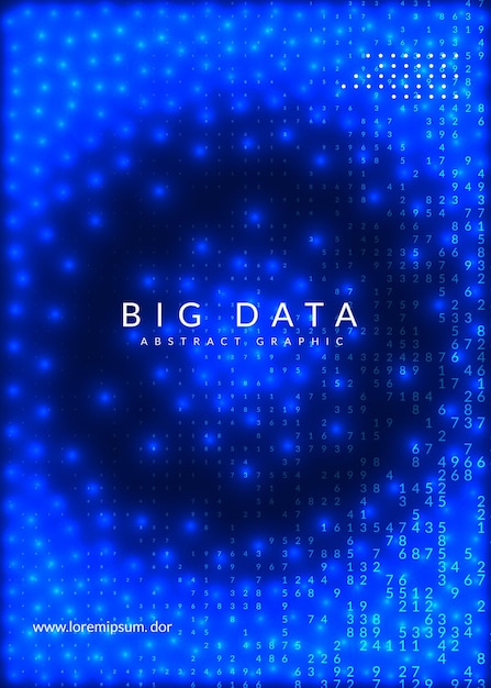 Big data learning. Digital technology abstract background. Artificial intelligence concept. Tech visual for cloud template. Wavy big data learning backdrop.