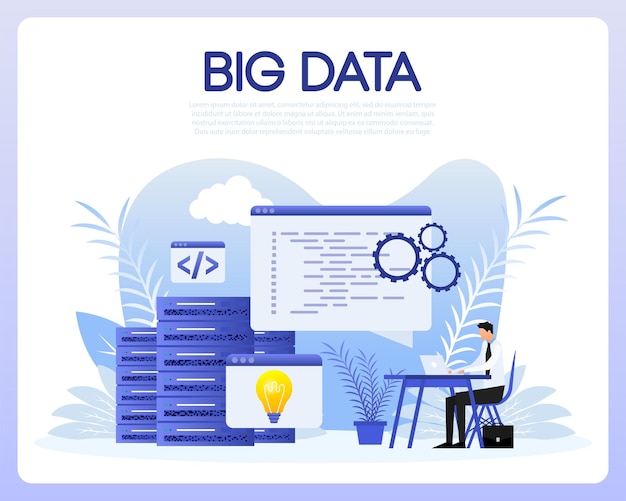 Big data people Vector illustration Finance isometric Data storage