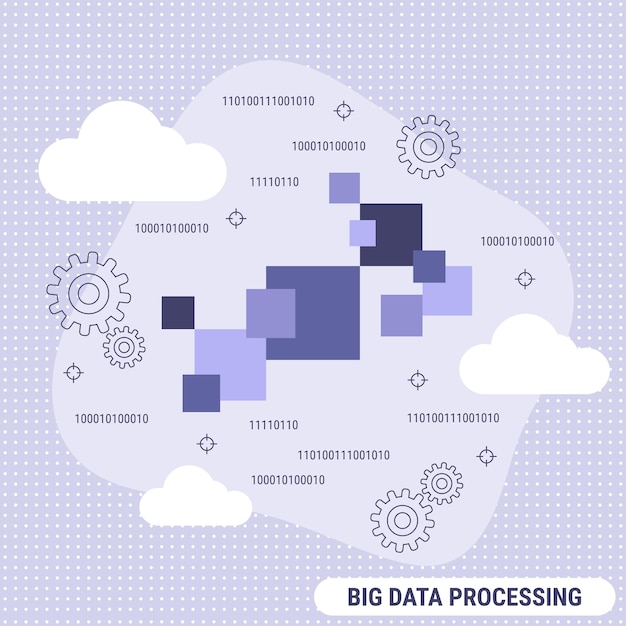 Big data processing flat design style vector concept illustration