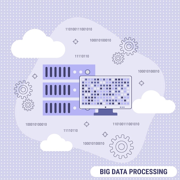 Big data processing flat design style vector concept illustration