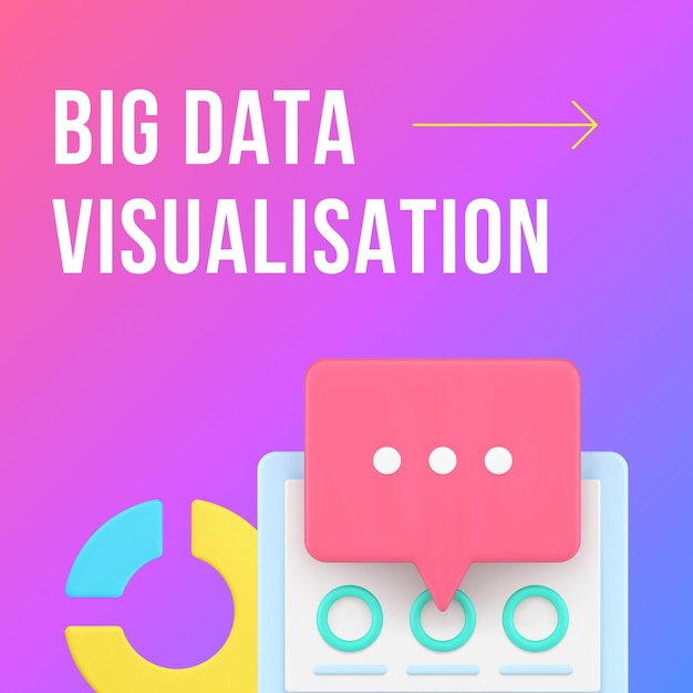 Big data visualization business analyzing social media post design template d realistic vector