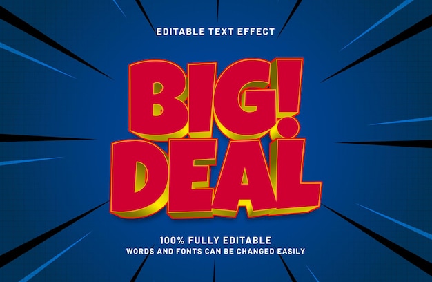 big deal editable text effect in discount and sale text style