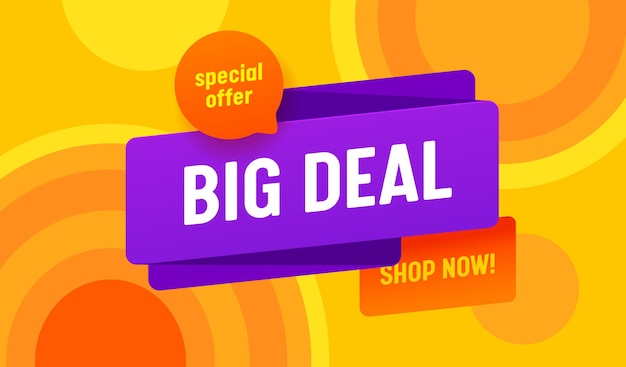 Big Deal Sale Advertising Banner with Typography on Colorful Background