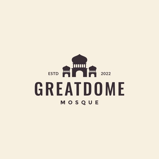 Vector big dome mosque vintage hipster logo