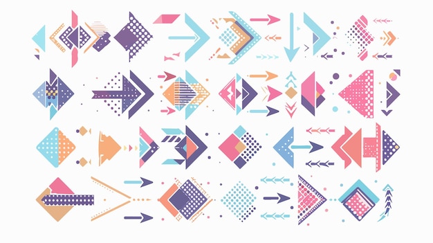 Vector big dotted arrows vector set for icons or logos collection