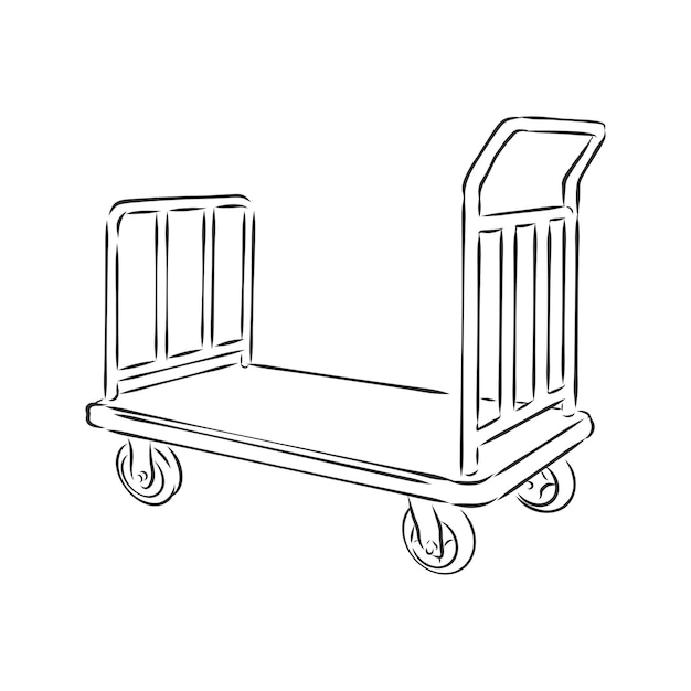 Big empty arrival move handcart basket truck on white background