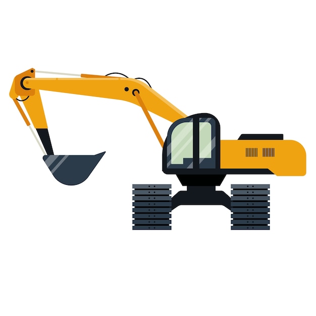 Big excavator machine isolated