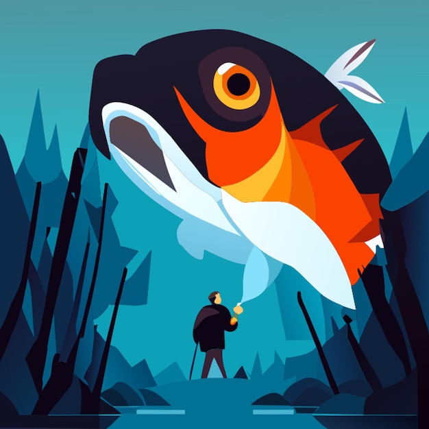 big fish hunts small fish vector illustration