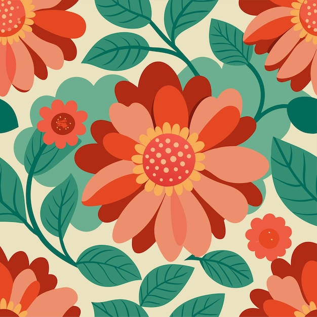 big flowers seamless pattern vector art and illustration