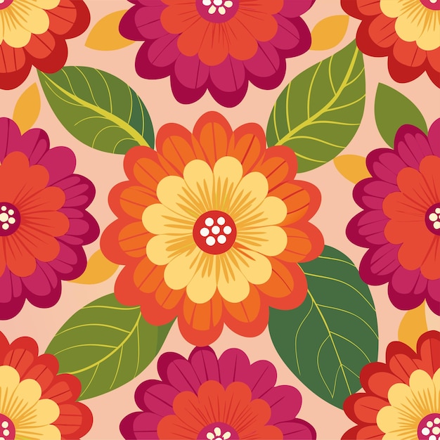 big flowers seamless pattern vector art and illustration