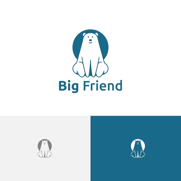 Big Friend Bear Sit Friendly Animal Logo Template