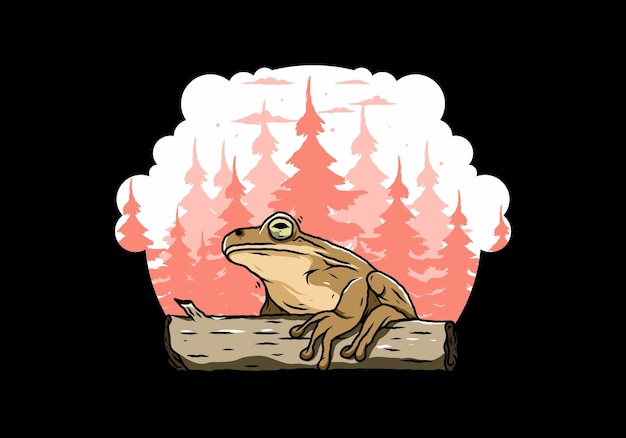 Big frog perched on a log illustration