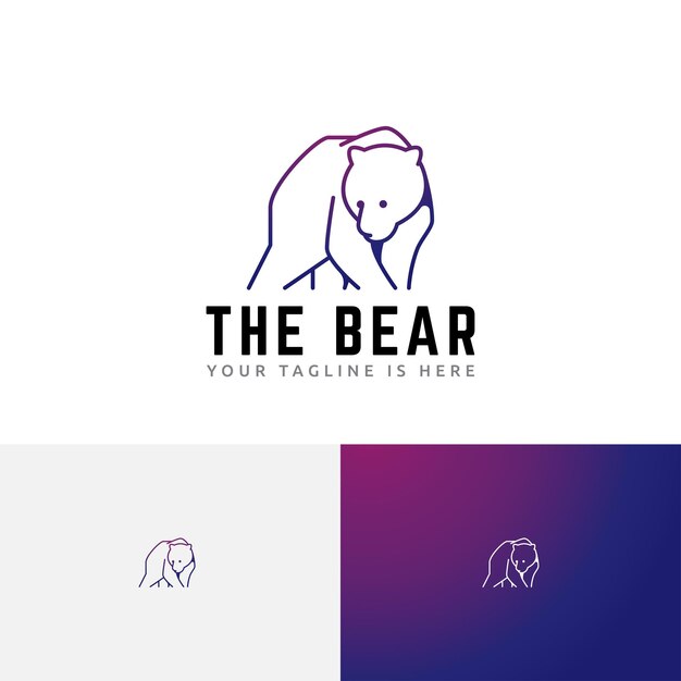 Vector big grizzly bear wild nature monoline logo template