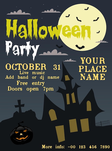 Vector big halloween party poster flyer social media post design