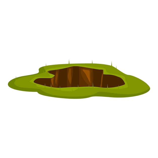 Vector big hole ground covering with green grass