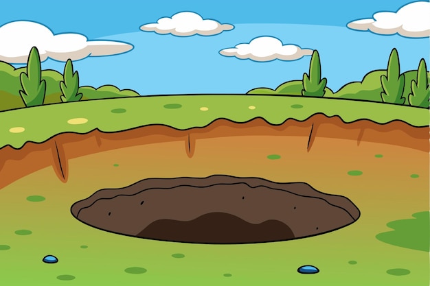 A Big Hole the Ground vector illustration