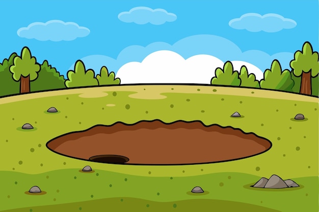 Vector a big hole the ground vector illustration