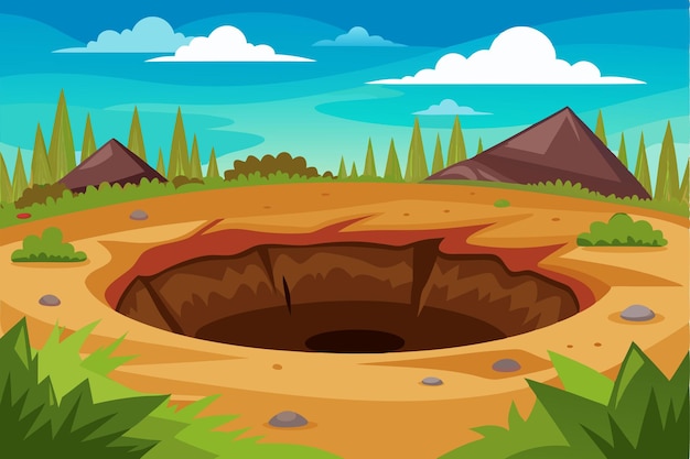 Vector a big hole the ground vector illustration