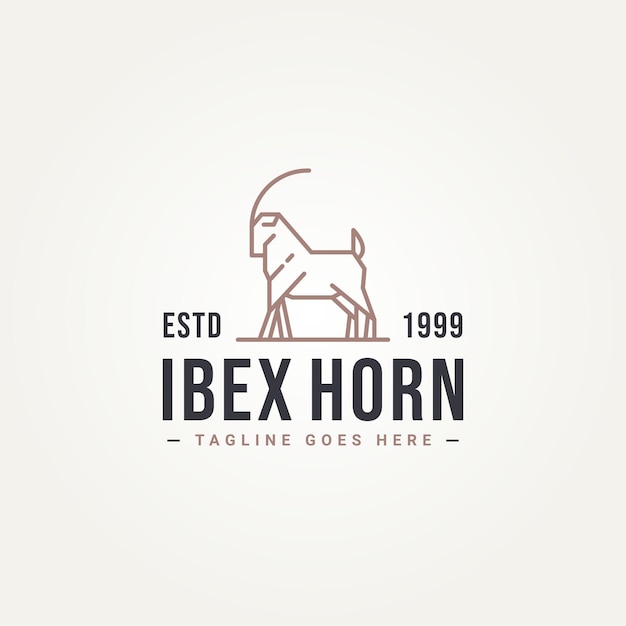 big horn ibex simple line art logo icon template vector illustration design minimalist Ibex goat