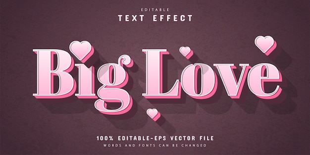 Big love retro vintage 3d style text effect editable