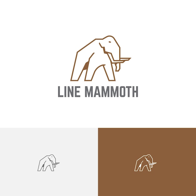 Big Mammoth Elephant Ice Age Ancient Animal Monoline Logo