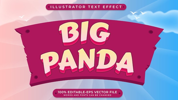 Big panda editable text effect with game style