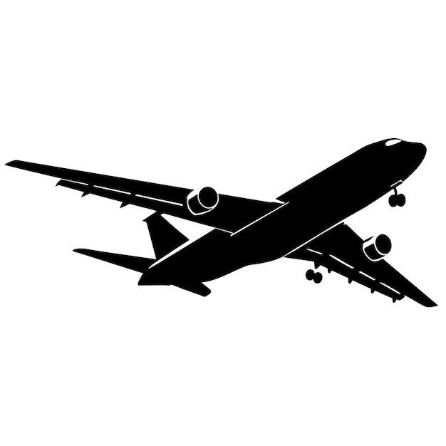 A Big Pessenger Air plane on the Sky Vector silhouette 14