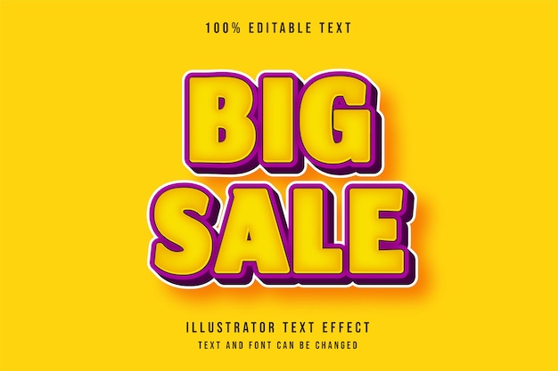 Big sale,3d editable text effect modern yellow purple comic text style