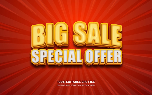 Big Sale 3d editable text style effect