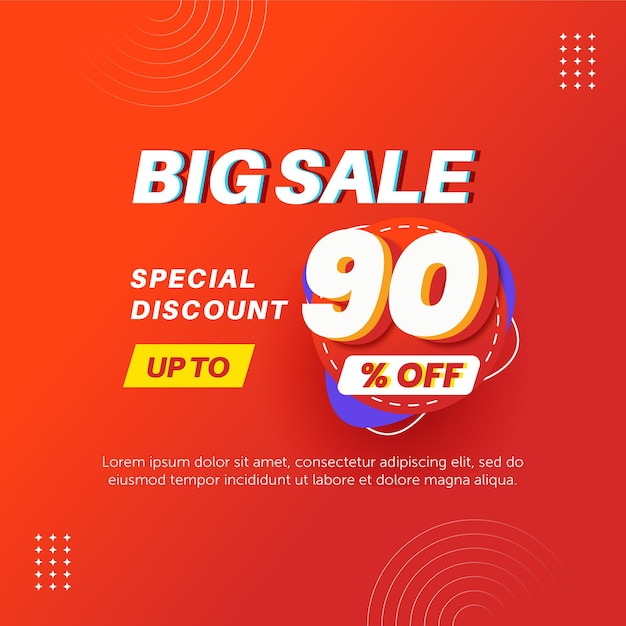 Big sale 90 percent. Number special discount sign template design