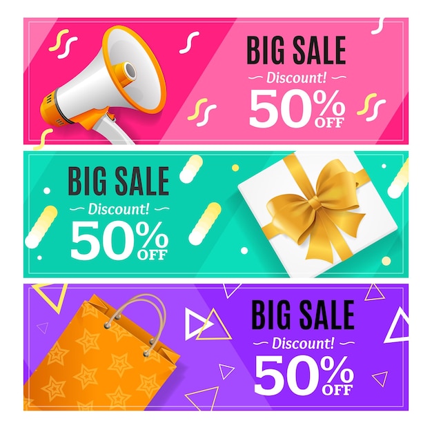 Big Sale Banner Card Horizontal Set Vector