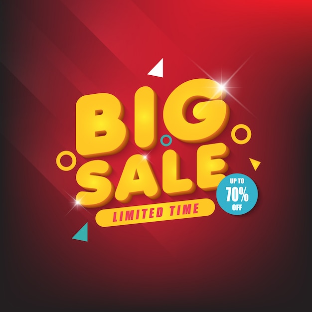 Big Sale Banner Design Template with Dark Red Background