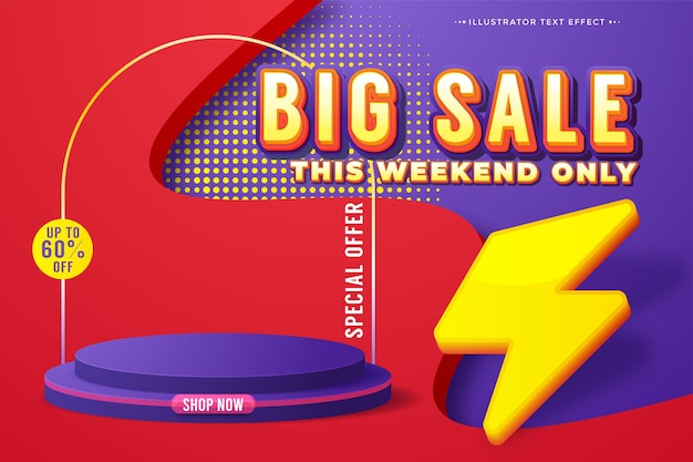 Big sale banner template design with podium