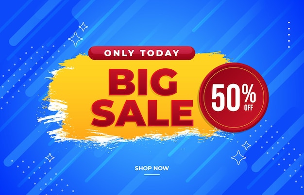 big sale banner with brush for online shopping day