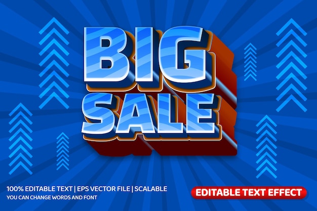 Big Sale cartoon comic 3d style editable text effect