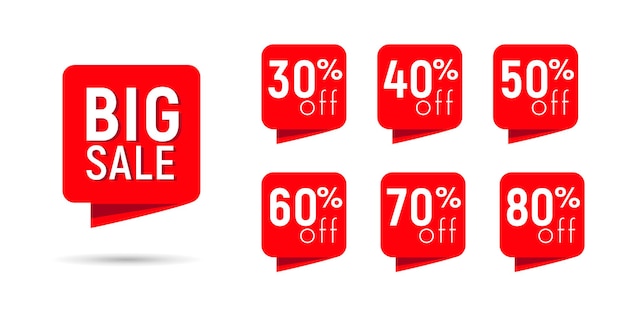 Big sale discount red tags with percents