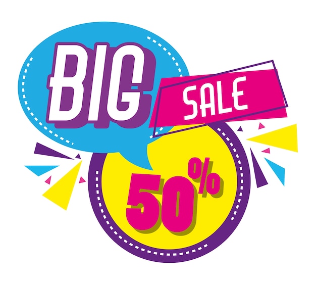 Big sale discounts colorful shopping poster 