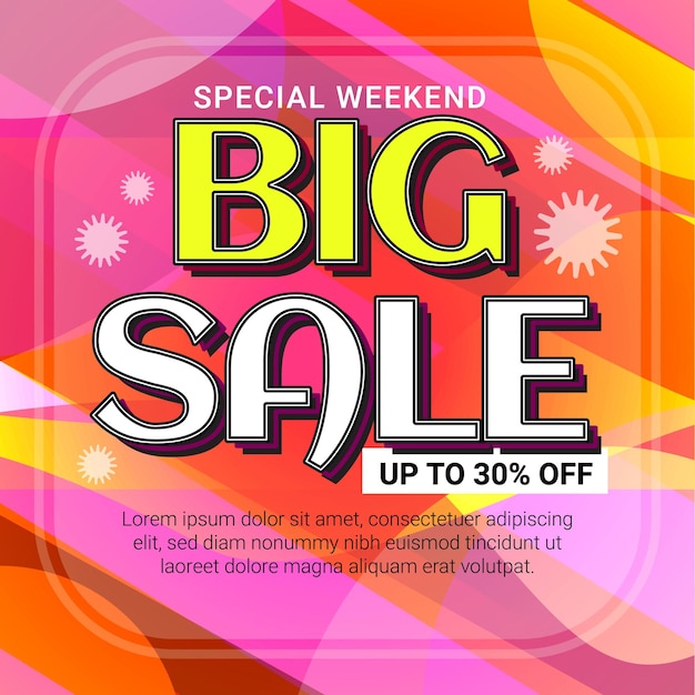 Vector big sale promo banner for social media